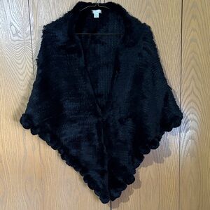 Nordstrom Black Rabbit Fur Wrap Shawl women’s no size tag, maybe OSFA or medium